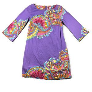 Lilly Pulitzer Women Tunic Dress Shauna Butterfly Shift Cotton Purple Sz 2 L173